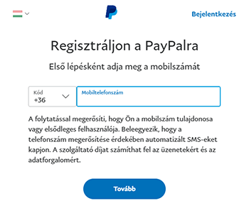 PayPal számlanyitás