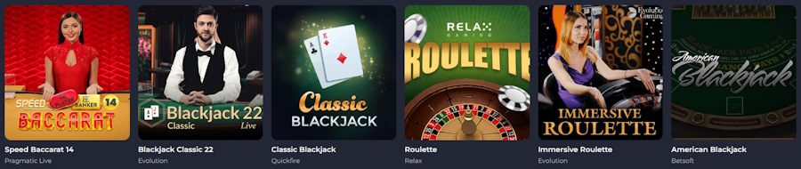 Rolling Slots casino asztali játékok