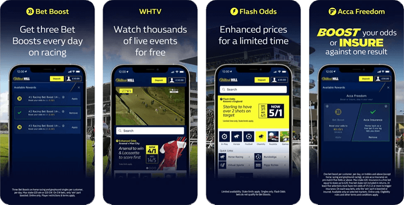 A William Hill iOS App-ban napi szinten több ezer sporteseményt találsz
